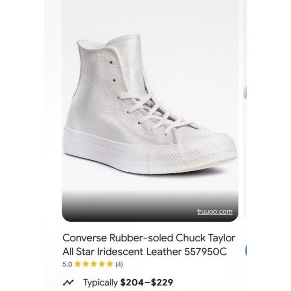 Converse Chuck Taylor All Star Hi White Leather Iridescent Unisex 9.5 ,M-557950C - Picture 16 of 16